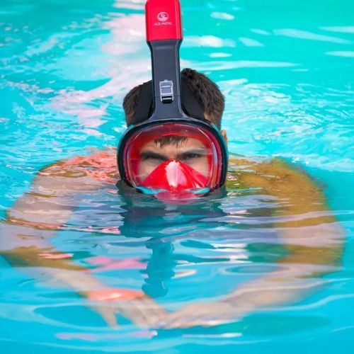 Full face mask for snorkelling AQUASTIC red SMA-01SC
