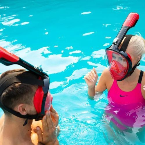 Full face mask for snorkelling AQUASTIC red SMA-01SC