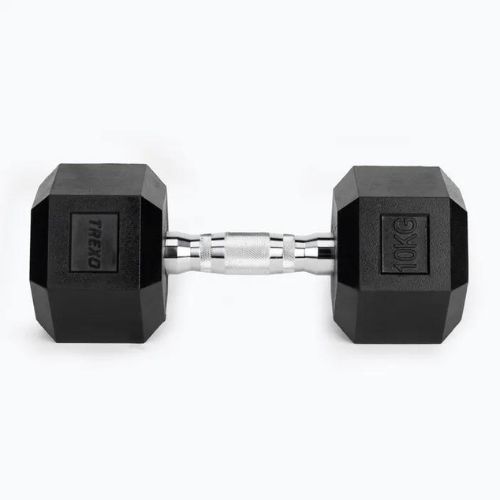 XTREXO Hex HXD100 rubberised dumbbell 10 kg