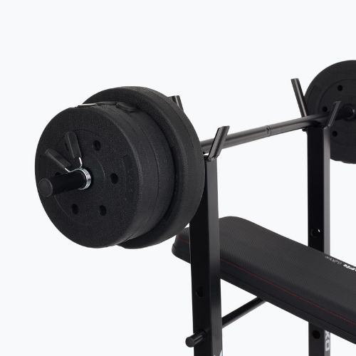 XTREXO BenchFit Lite training bench with stand and barbell black
