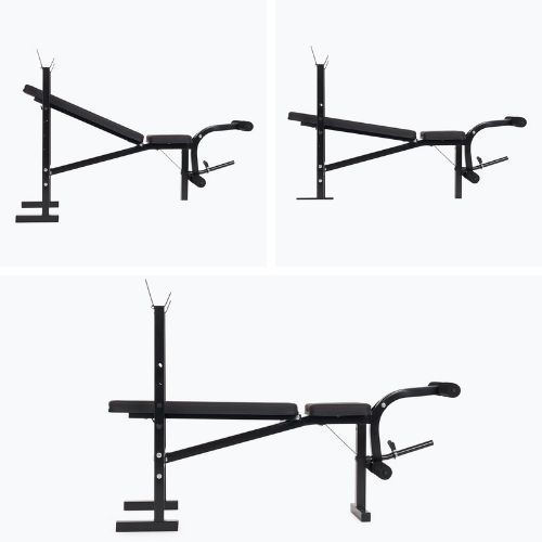 XTREXO BenchFit Lite training bench with stand and barbell black