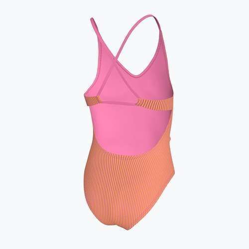 Children's one-piece swimsuit Nike Ocean Bound Ripple Texture Lace Up pink glow