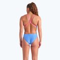 Women's one-piece swimsuit arena Monogram Challenge back blue river multi/shocking pink 7