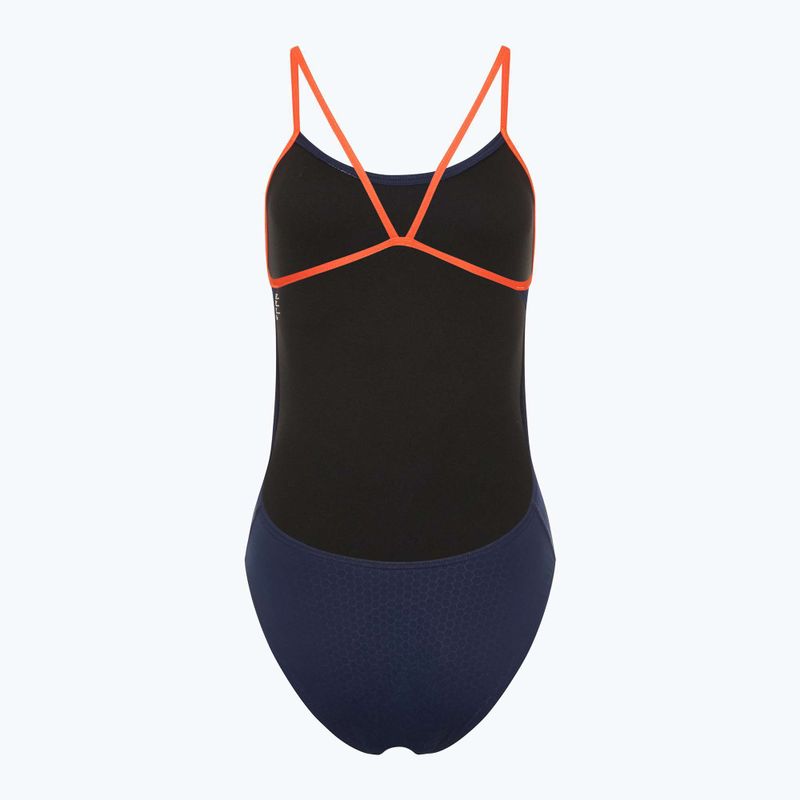 Women's one-piece swimsuit TYR Hexa Cutoutfit navy/orange 2