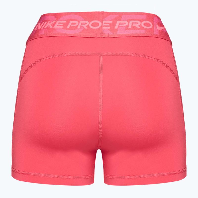 Nike Pro Mid Rise 3" women's training shorts aster pink/pinksicle/hot punch/white 2