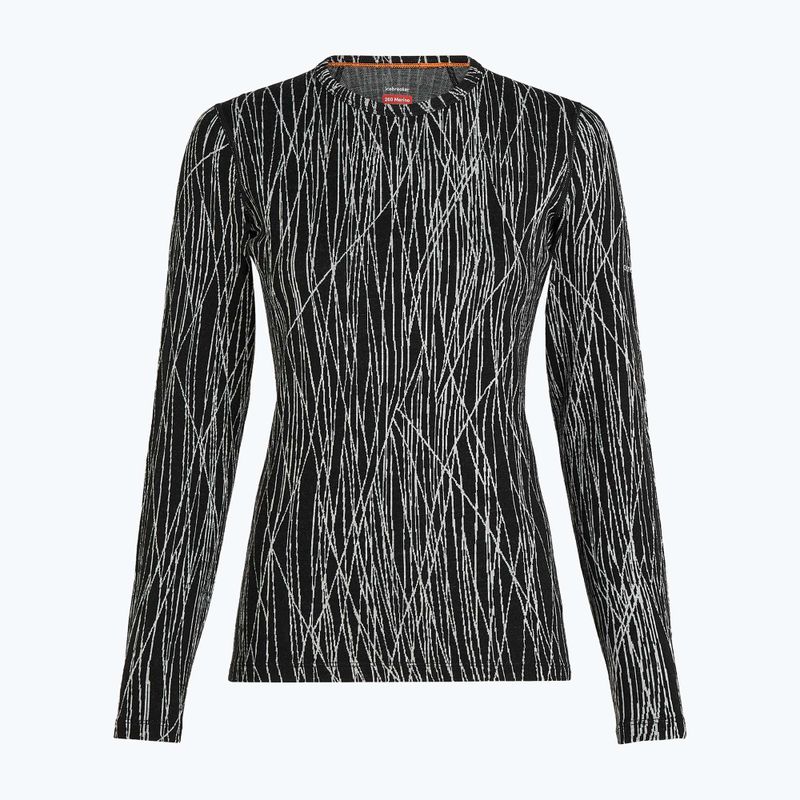 Women's trekking longsleeve Icebreaker Merino 260 Tech Vertex Crewe Delta Lines AOP black/snow/j 7