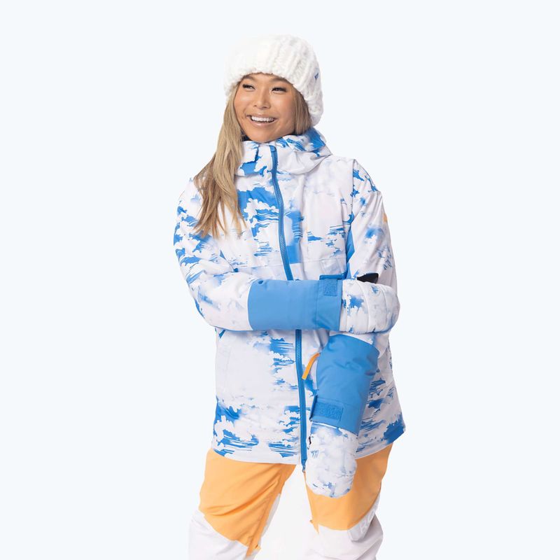 Women's snowboard jacket ROXY Chloe Kim azure blue clouds 5