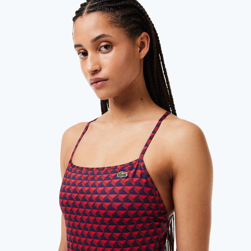 Lacoste women's one-piece swimsuit MF7264 penumbra / alizarin / red 5