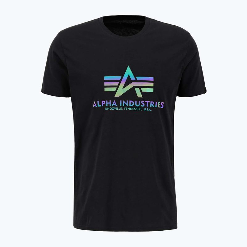 Alpha Industries men's Basic Rainbow Reflective t-shirt black 4