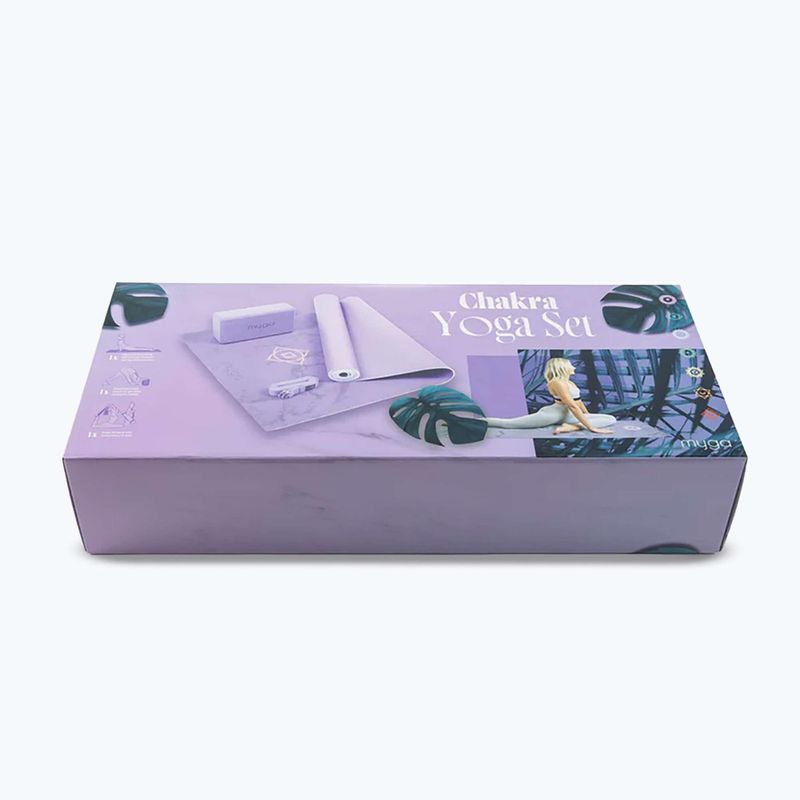 Yoga kit Myga Chakra Yoga Set mat + block + strap purple 9