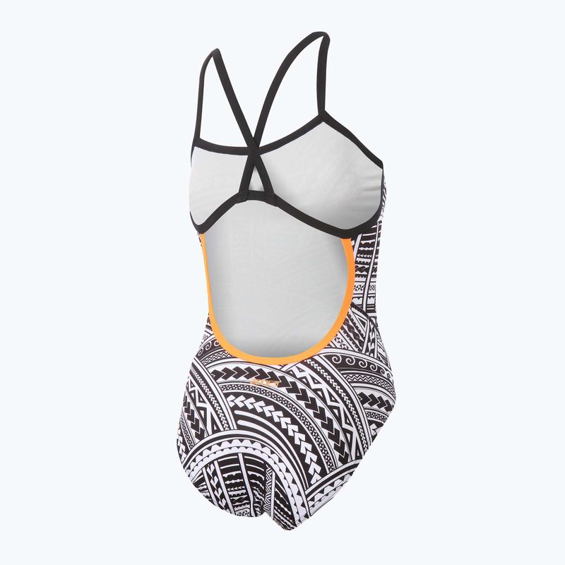 Women's one-piece swimsuit ZONE3 Kona Speed Strap Back tribal print/black/ white/orange 5