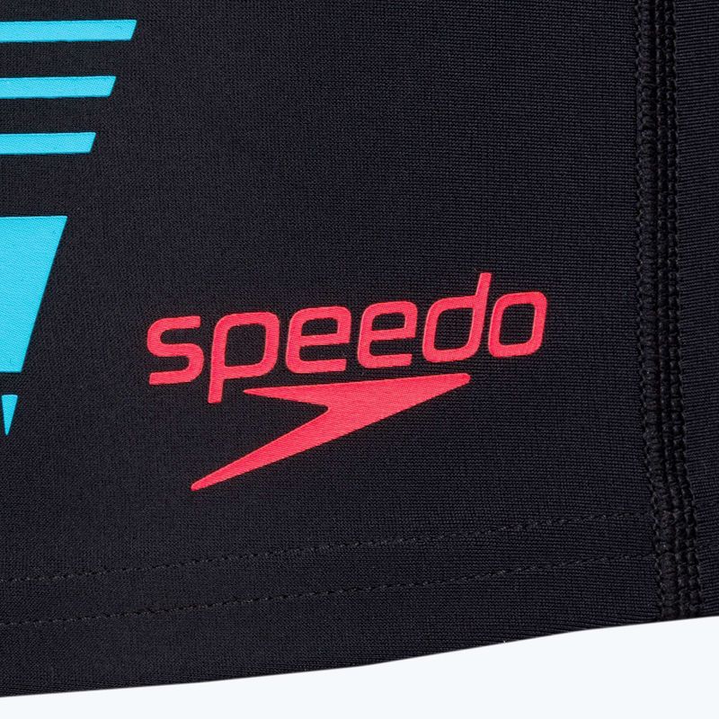Men's Speedo Tech Print swim shorts black/orange 3