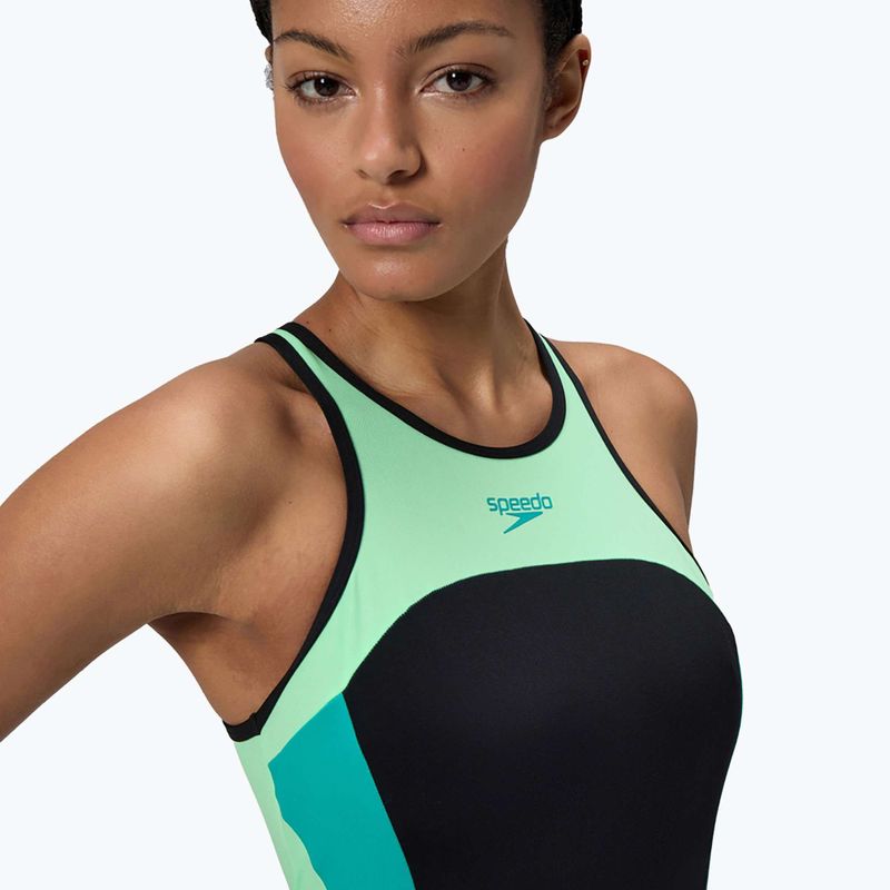 Women's one-piece swimsuit Speedo High Neck Splice Cross Back turquoise gem 5