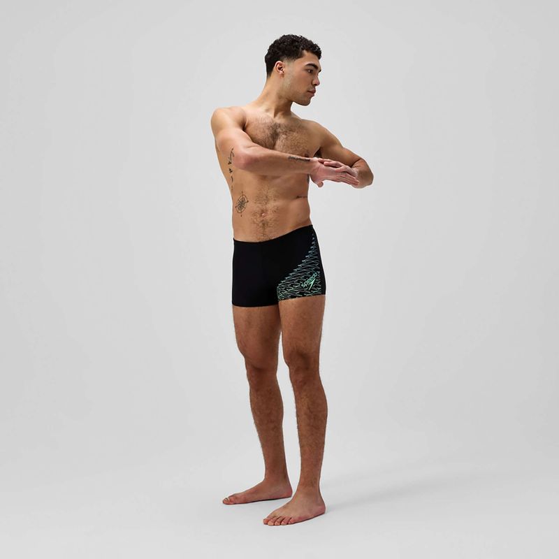 Men's swim boxers Speedo Medley Logo Aquashort black/alfalfa green 2