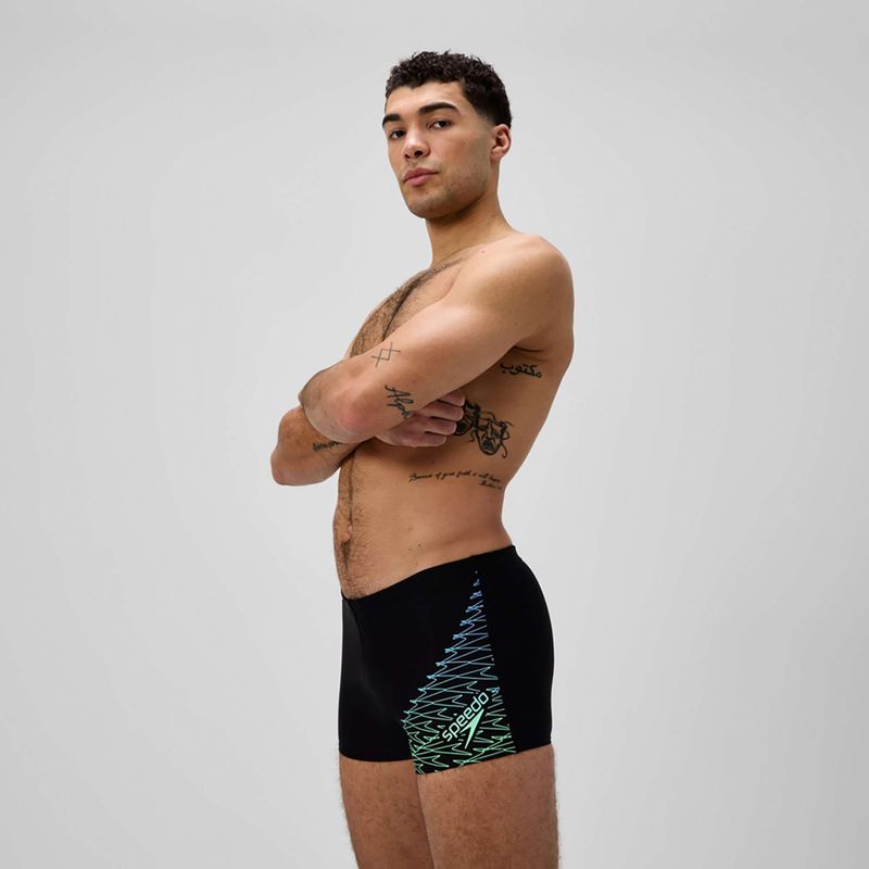 Men's swim boxers Speedo Medley Logo Aquashort black/alfalfa green 4