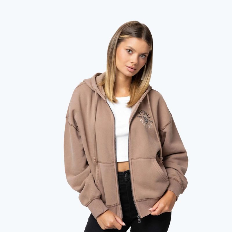 Women's sweatshirt Pitbull Skull Surf Hooded Zip chocolate mousse 4