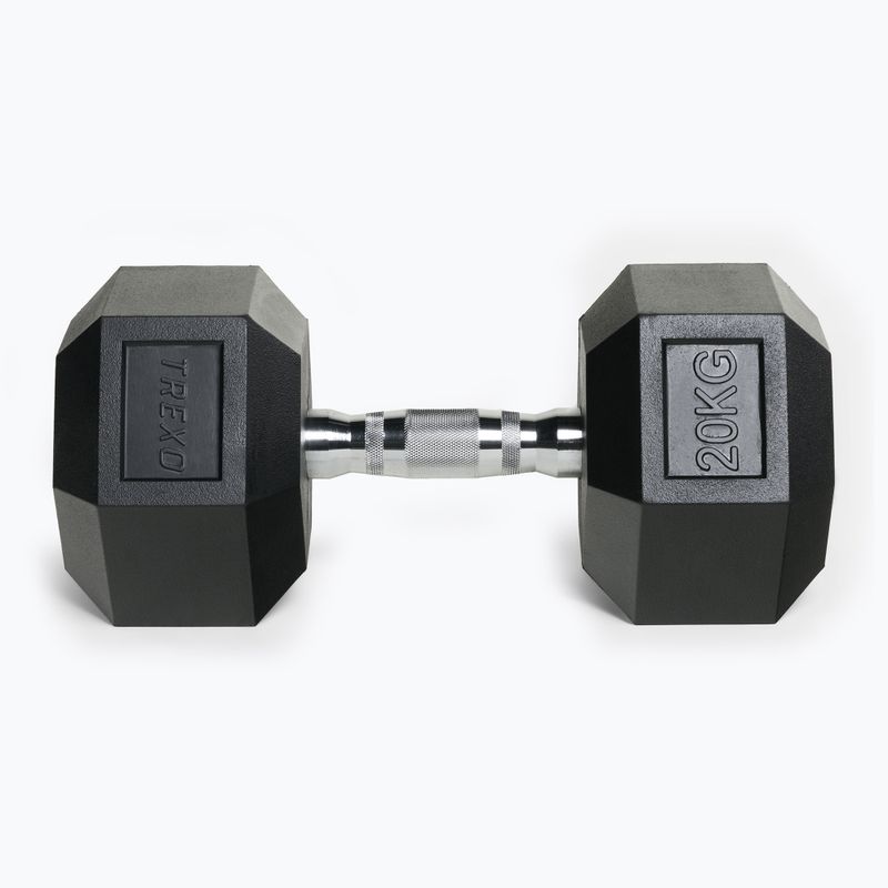 XTREXO Hex HXD200 20 kg rubberised dumbbells 5