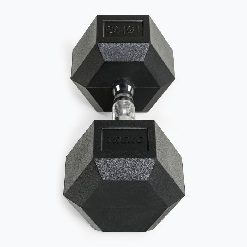 XTREXO Hex HXD150 rubberised dumbbell 15 kg 4