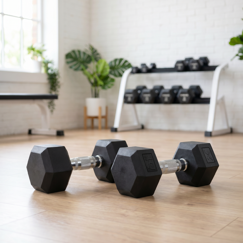 XTREXO Hex HXD100 rubberised dumbbell 10 kg 3