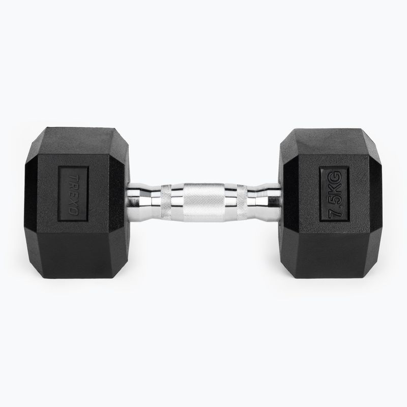 XTREXO Hex HXD75 rubberised dumbbell 7.5 kg 5