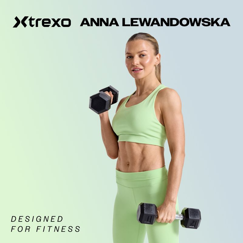 XTREXO Hex HXD100 rubberised dumbbell 10 kg 2