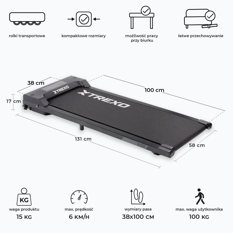 XTREXO Walking Pad W100 electric treadmill black 3