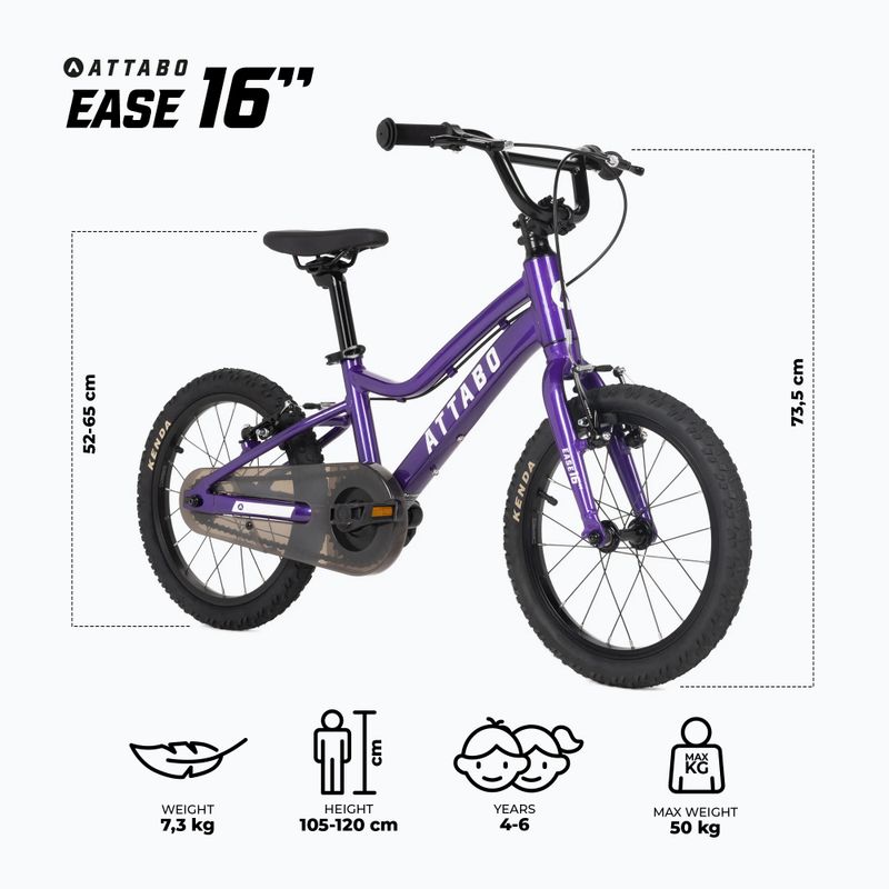 Children's bicycle ATTABO EASE 16" purple 2