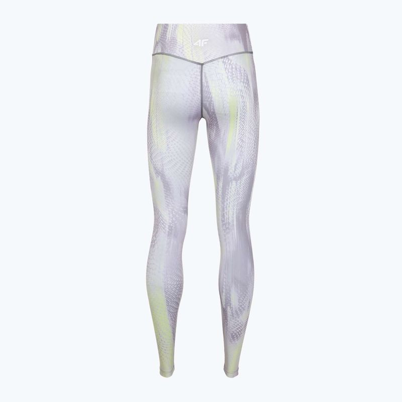 Women's training leggings 4F Solar Punk FNK F454 light yellow allover 8