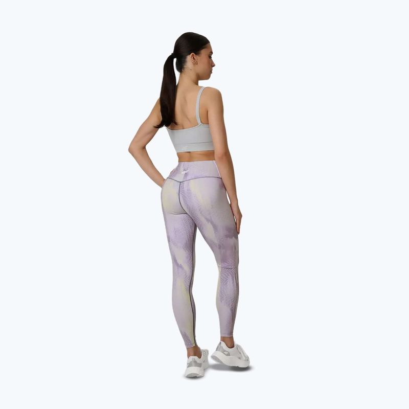 Women's training leggings 4F Solar Punk FNK F454 light yellow allover 3