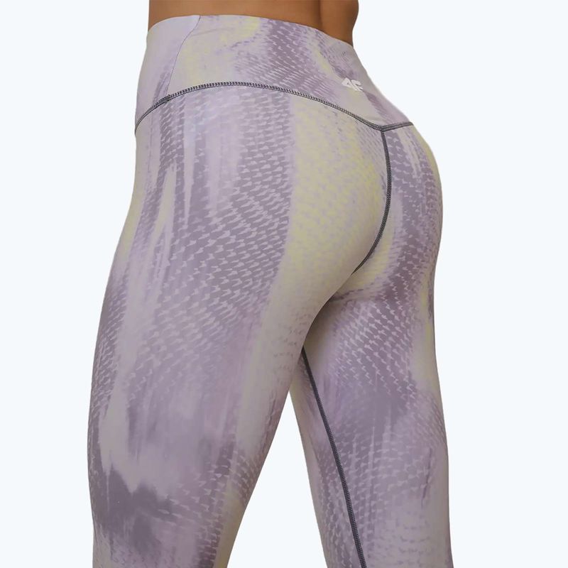 Women's training leggings 4F Solar Punk FNK F454 light yellow allover 6