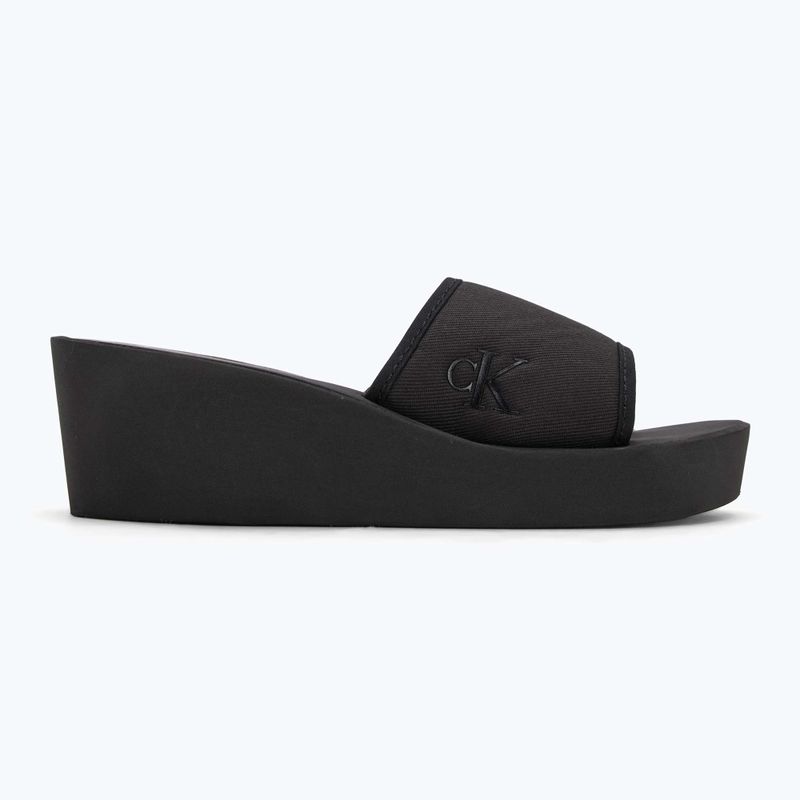 Calvin Klein women's flip flops YW0YW01725 Beach Wedge Slide Canvas triple black 2