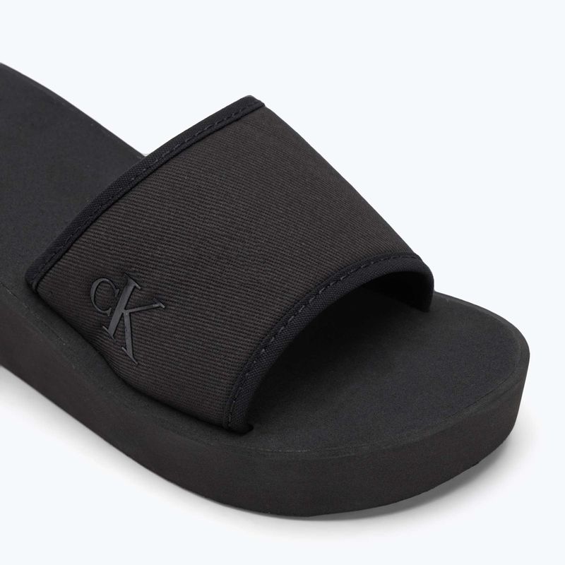 Calvin Klein women's flip flops YW0YW01725 Beach Wedge Slide Canvas triple black 7