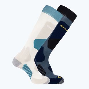 Salomon S/Access ski socks 2 pairs copen blue/ egret