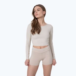 Women's yoga top 4F beige H4Z22-TSDL019