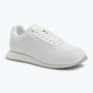 Calvin Klein Women's Shoes HW0HW02574 Runner Lace Up Mono Pu Triple Bright White